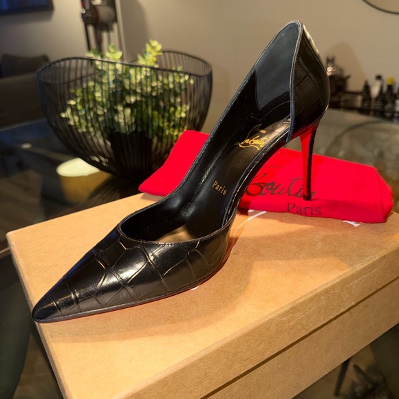 Christian Louboutin Shoes - Christian Louboutin IRIZA 85 Black Croc-Pattern Heels